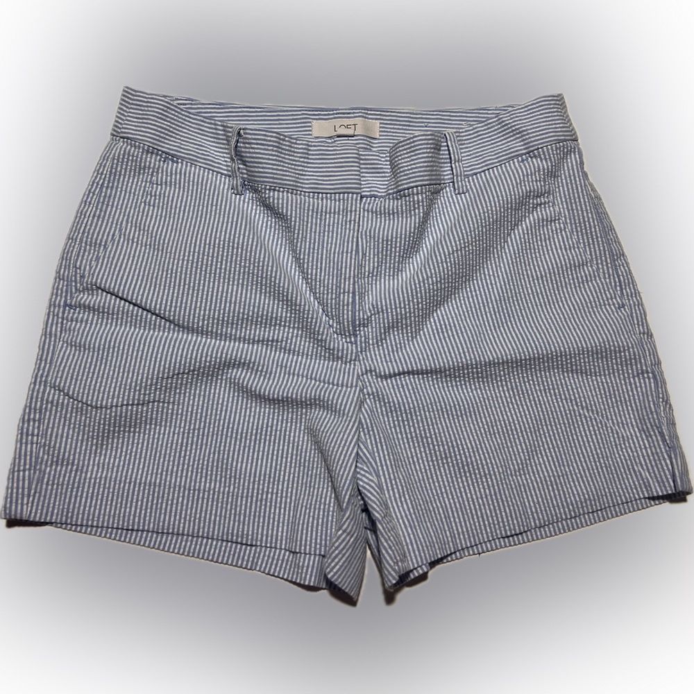 LOFT 6” Blue and White Stripe Shorts